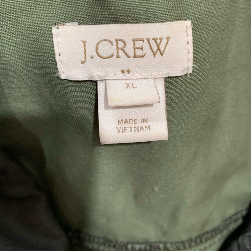 J. Crew Factory Twill Field Jacket Women XL Dark Green Zip Up Snap Button Pocket - Picture 4 of 6